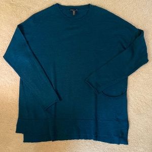 Eileen Fisher Teal Blue 100% Merino Wool Sweater